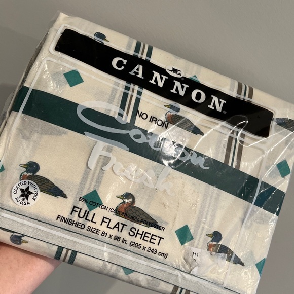VINTAGE New 1970’s CANNON Duck Full Flat Sheet Cotton Fresh 81”x96” Mallard. - Picture 5 of 12